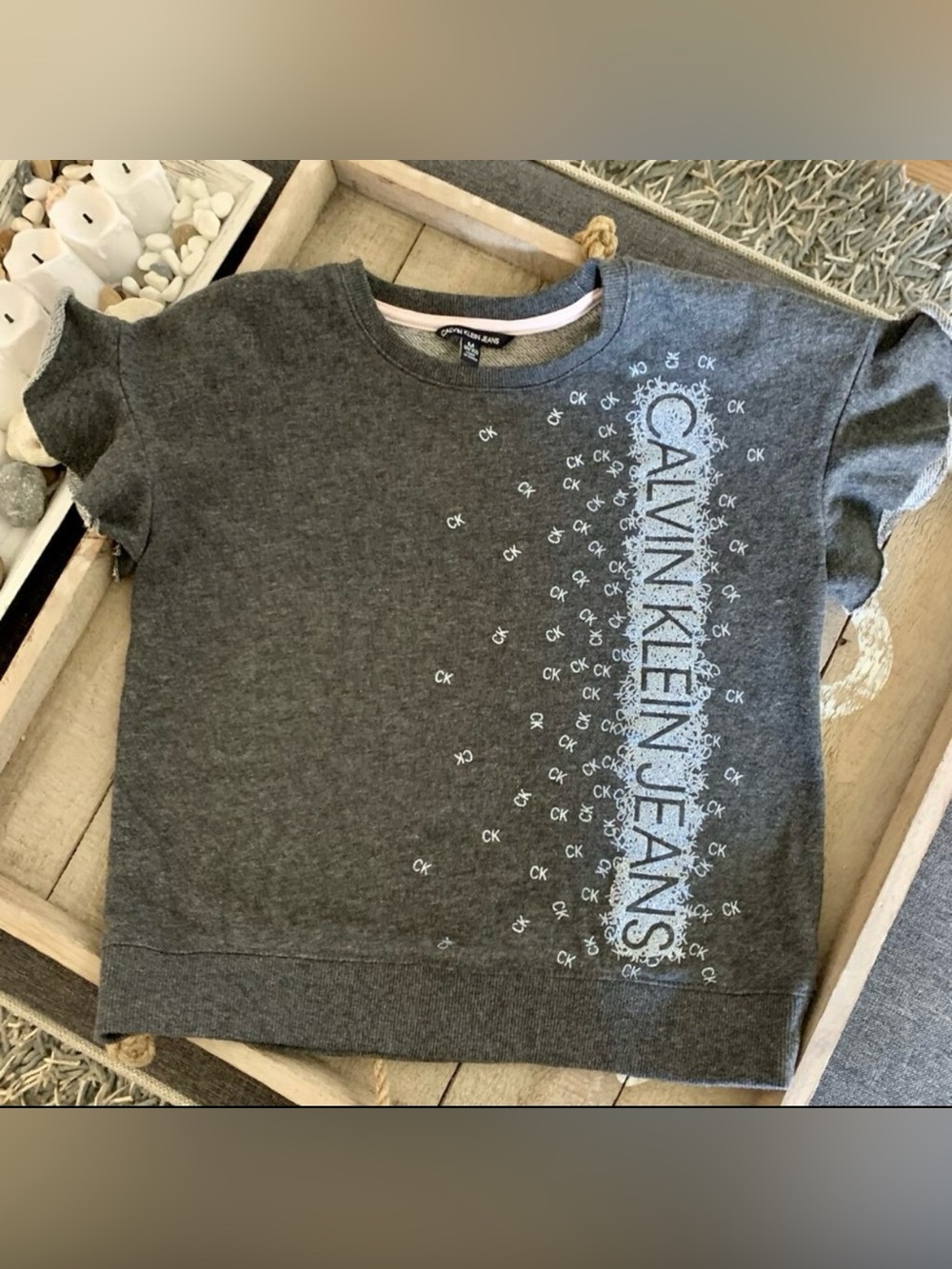 Calvin Klein Girl’s Grey & Silver Sparkle Top